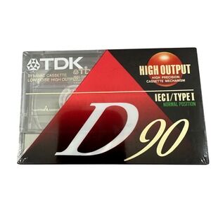 TDK D90 Dynamic Cassette Tape Normal Bias IEC I Type I 90 Minute Blank Audio New